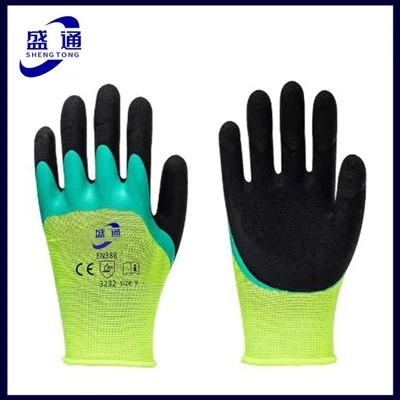 Green Half Latex Foam Black Palm Strengthen Gloves